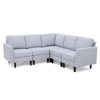 GDF Studio Carolina Light Grey Fabric Sectional Sofa