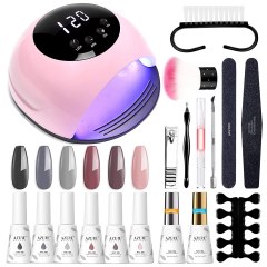 AZUREBEAUTY Gel Nail Polish Start Kit with 84W Nail Lamp