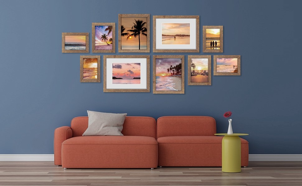 Hap Tim Picture Frame Brown Wood Pattern Set of 2