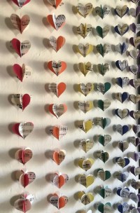 Montclair Made Vintage Sheet Music and Colorful Paper Heart Garland