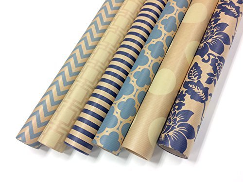 Note Card Cafe Bella Kraft All-Occasion Wrapping Paper, 6-Pack