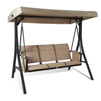 Winston Porter Beige Otteridge 3-Person Outdoor Patio Swing