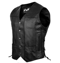 HWK Leather Motorcycle Vest For Men