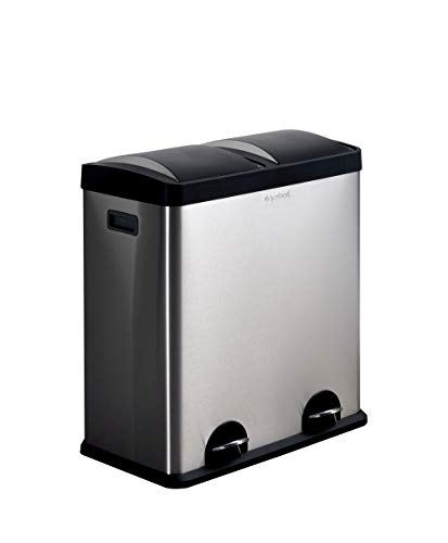 Step N&#039; Sort 2-Compartment Stainless Steel Trash and Recycling Bin